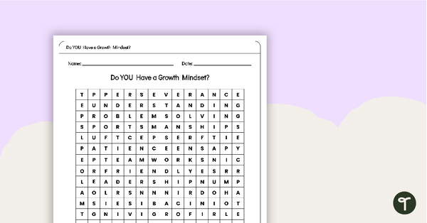 Preview image for Do YOU Have a Growth Mindset? – Word Search - teaching resource