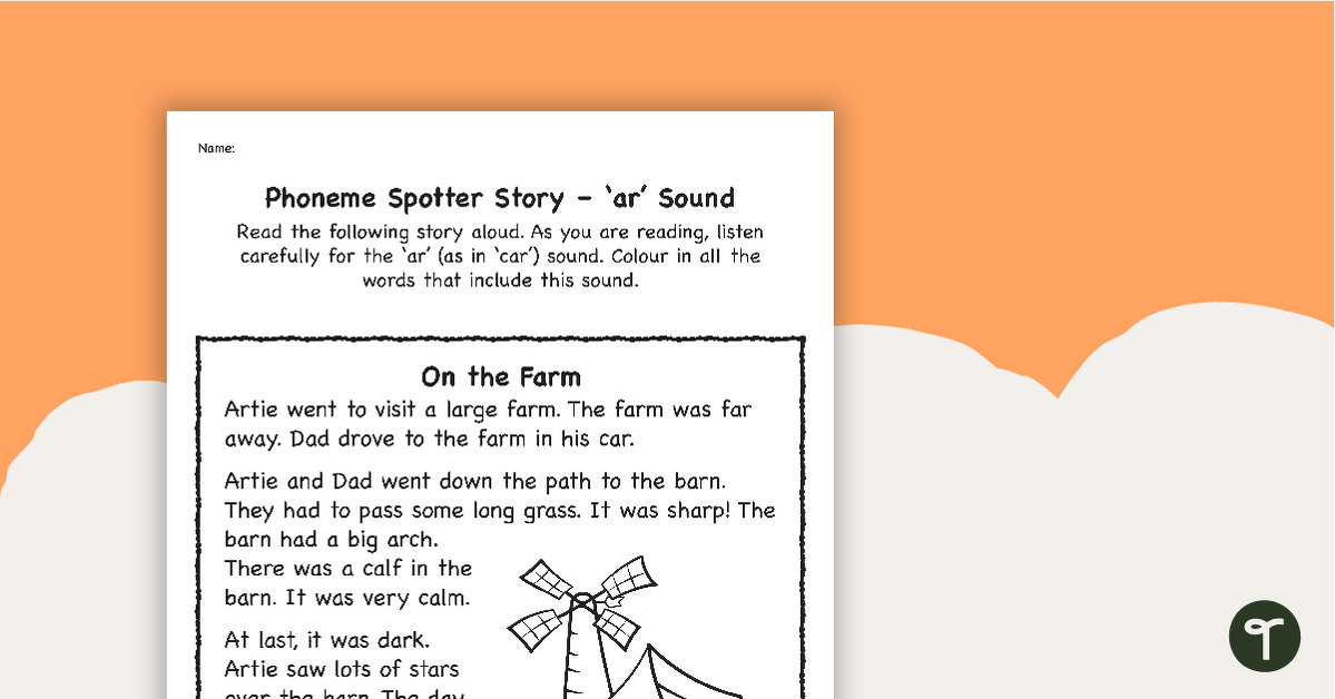 Phoneme Spotter Story – 'ar' Sound teaching resource