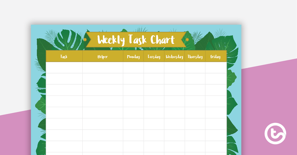 Lush Leaves Blue - Weekly Task Chart teaching resource