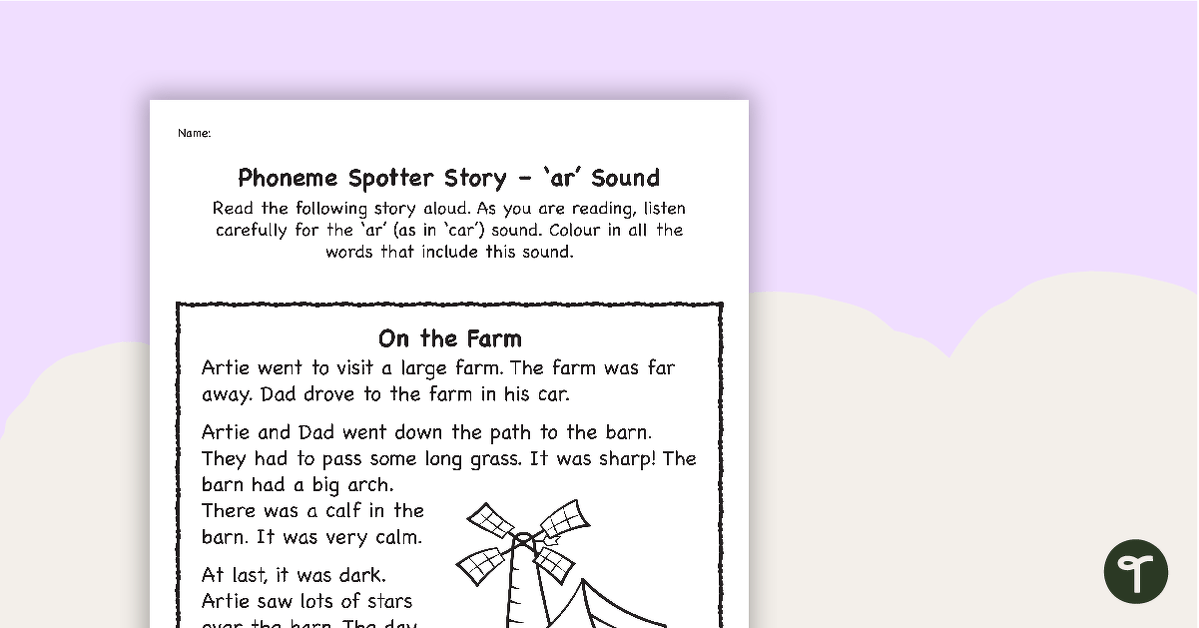 Phoneme Spotter Story – 'ar' Sound teaching resource