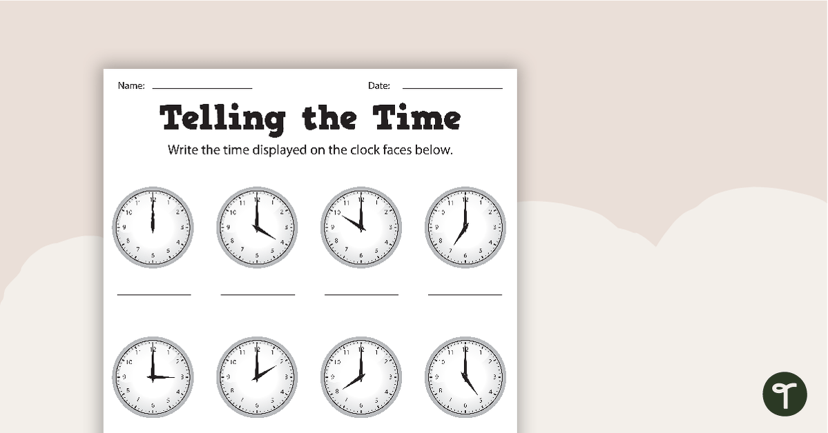 Telling the Time Worksheets - BW teaching resource