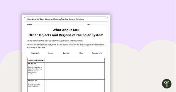 What About Me? Other Regions and Objects of the Solar System teaching resource