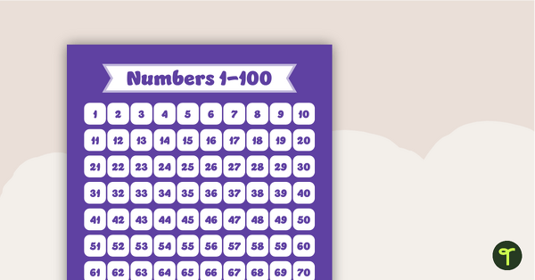 Go to Plain Purple - Numbers 1 to 100 Chart teaching resource