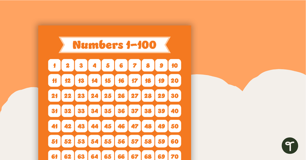 Go to Plain Orange - Numbers 1 to 100 Chart teaching resource