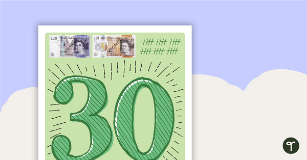 Tens Numbers 10 - 100 Posters - Money, Tallies, Tens Frames and MAB Blocks (British Currency) teaching resource