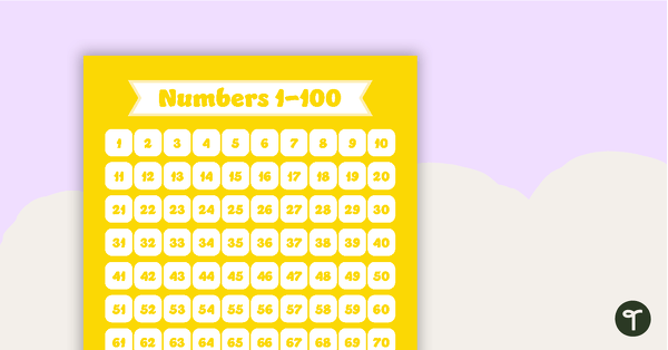 Go to Plain Yellow - Numbers 1 to 100 Chart teaching resource