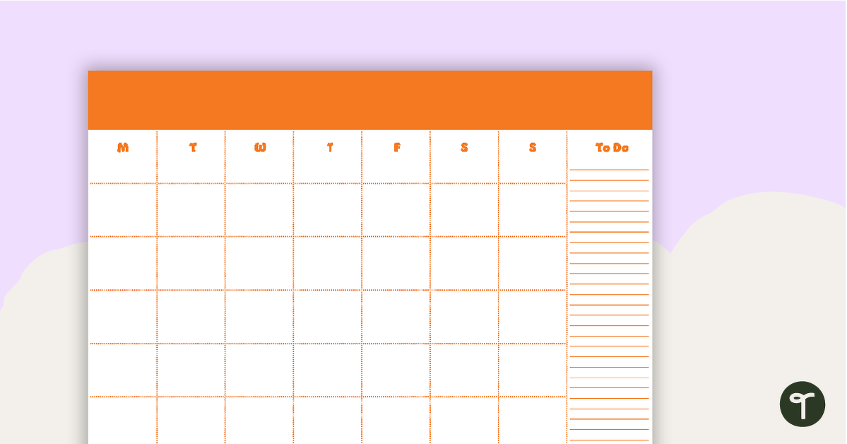 Plain Orange - Monthly Overview teaching resource