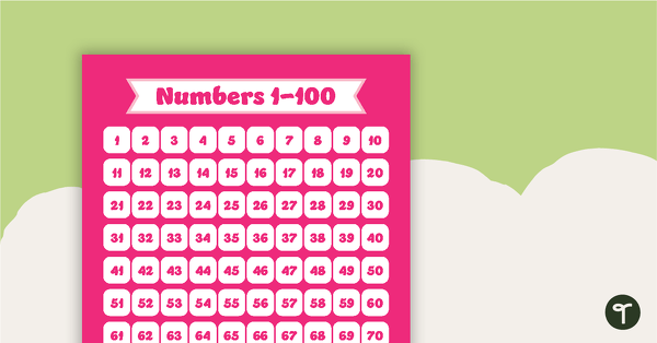 Go to Plain Pink - Numbers 1 to 100 Chart teaching resource