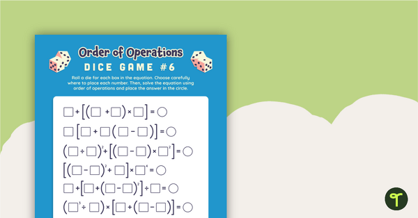 Order of Operations Dice Game teaching resource