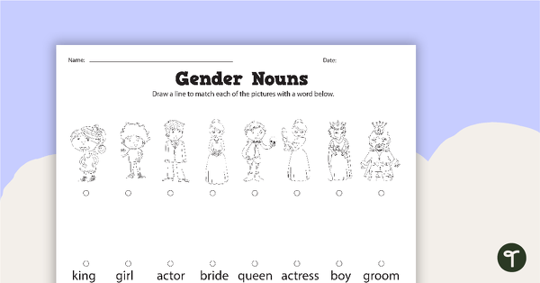 Gender Nouns Worksheets teaching resource