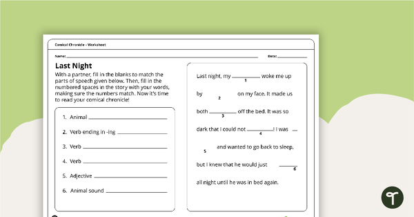 Comical Chronicle Worksheets - Year 3 teaching resource