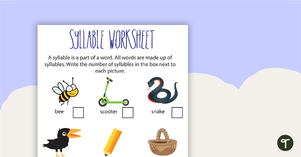 Go to Syllable Worksheets - Colour teaching resource