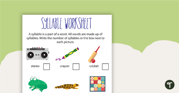 Syllable Worksheets - Colour teaching resource