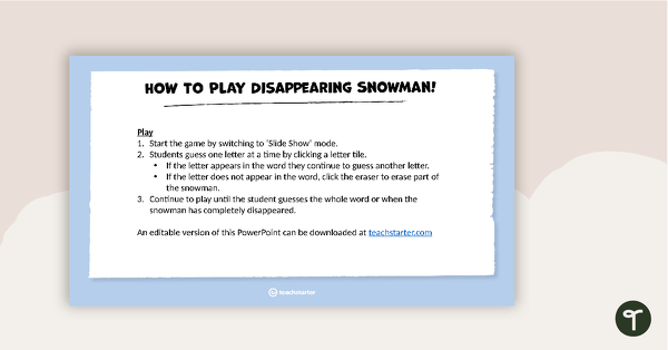 Go to Disappearing Snowman (Hangman Alternative) teaching resource