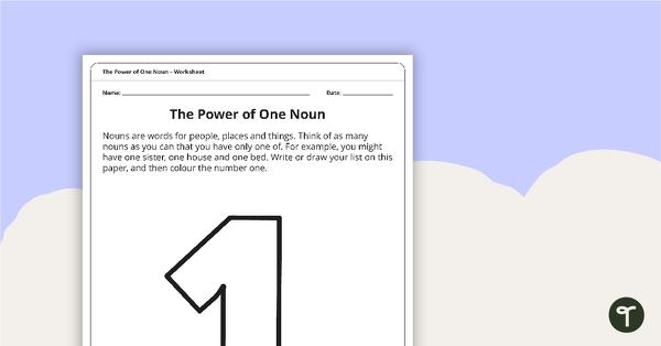 The Power of One Noun teaching resource