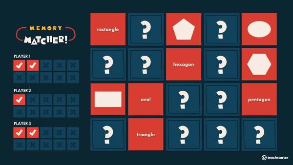 Go to Memory Matcher PowerPoint – 2-D Shapes teaching resource
