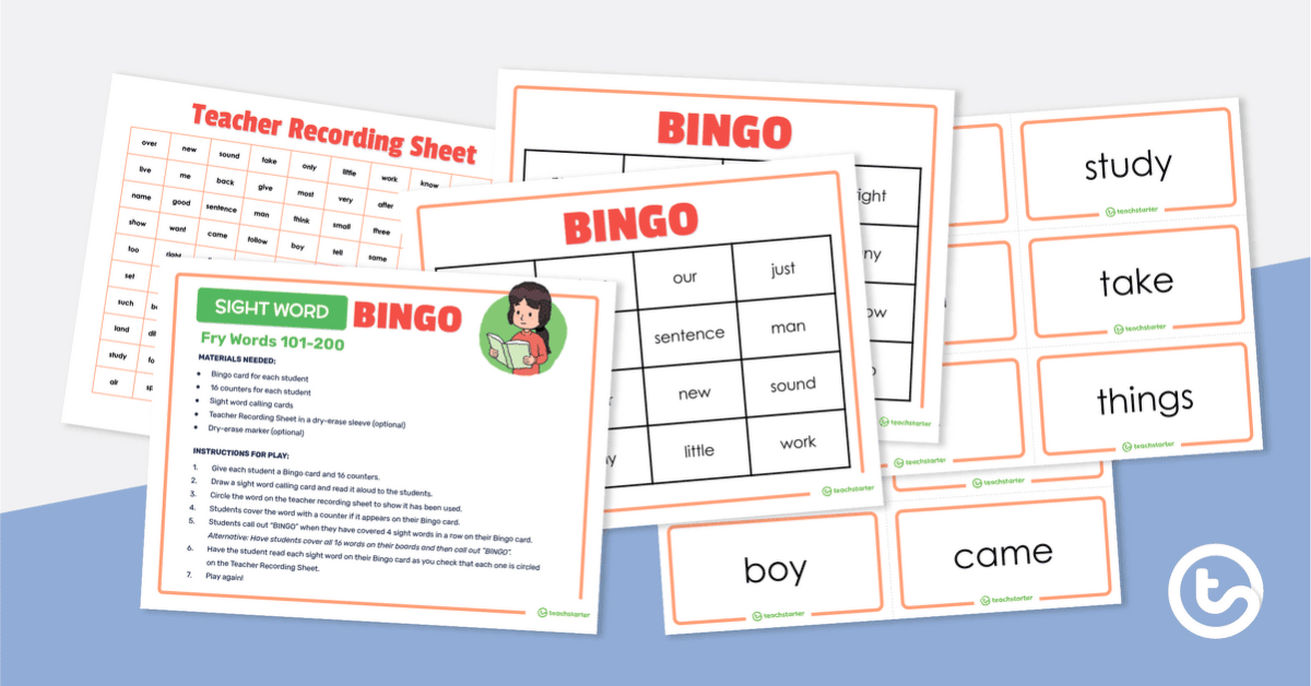 Sight Word BINGO (Fry Word List 101-200) teaching resource