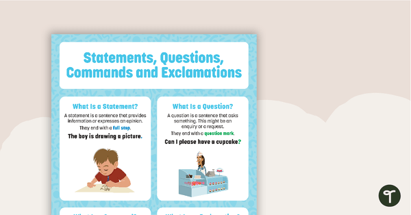 Go to Statement, Question, Command, Exclamation – Poster teaching resource