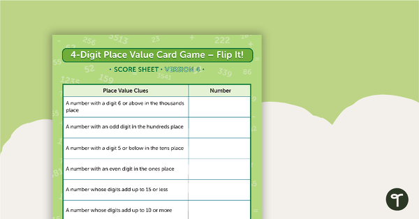 4-Digit Place Value Card Game - Flip It! teaching resource