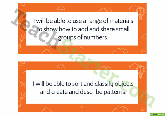 Mathematics Learning Intention Cards teaching resource