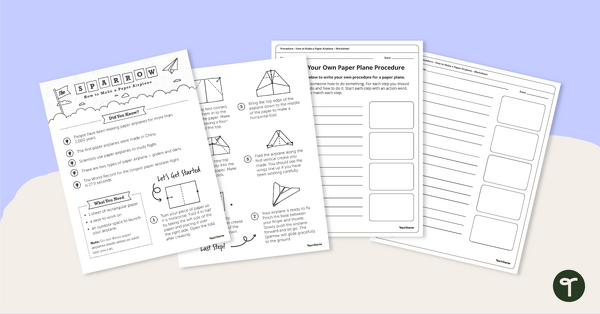 Go to Procedure Worksheet – How to Make a Paper Airplane teaching resource