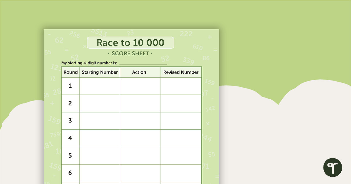 4-Digit Place Value Card Game - Race to 10 000 teaching resource