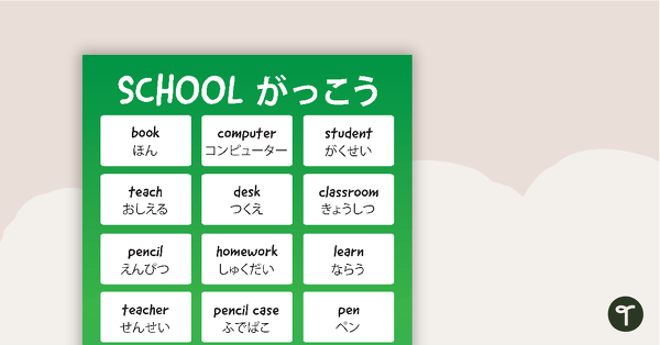 Hiragana School Words Poster teaching resource