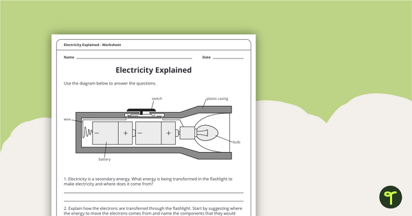 Electricity Explained Worksheet teaching resource