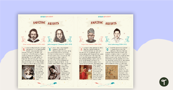 Human Histories: Amazing Artists – Comprehension Worksheet teaching resource