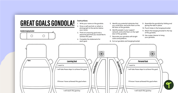 Go to Great Goals Gondola Template teaching resource