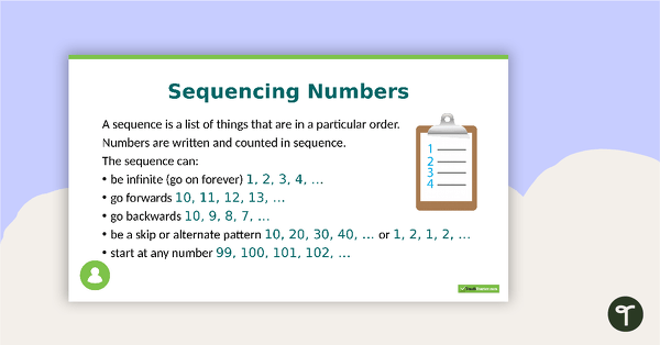 Go to Sequencing Numbers PowerPoint teaching resource