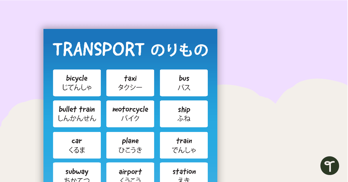 Hiragana Transport Poster teaching resource