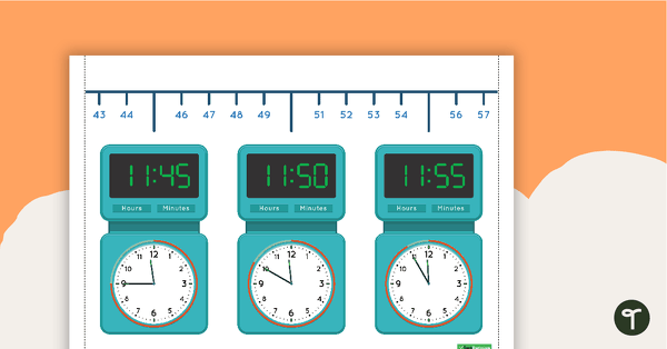 Go to Time Number Line - 5 Minute Increments teaching resource