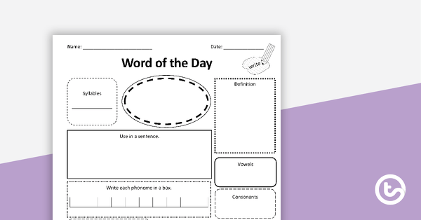 Word Of The Day Worksheet (intermediate) | Teach Starter