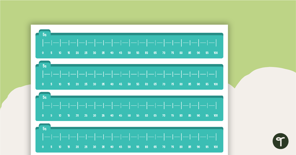Skip Counting Desk Number Line - Fives teaching resource