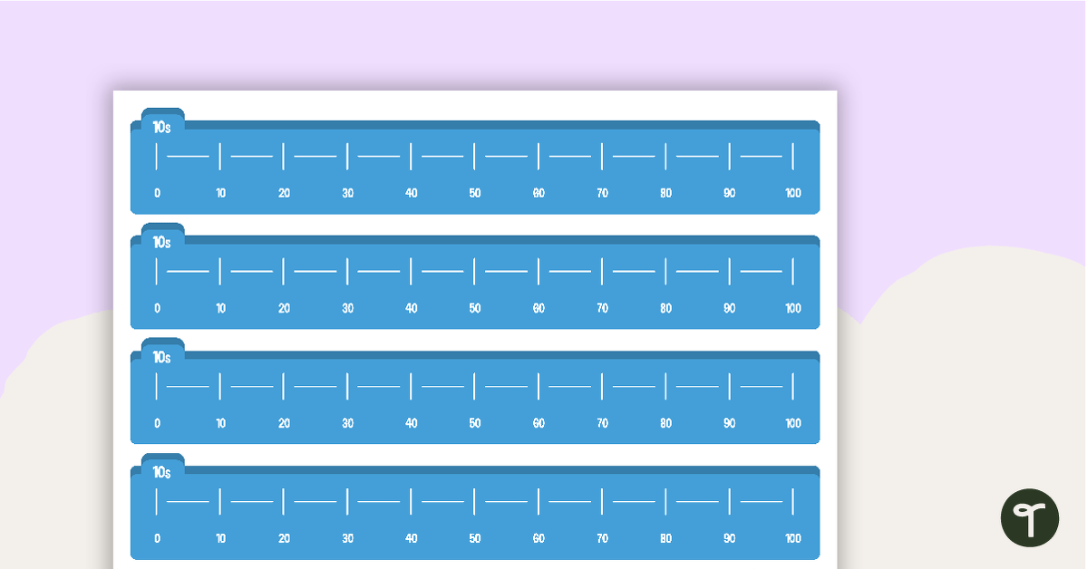 Skip Counting Desk Number Line - Tens teaching resource
