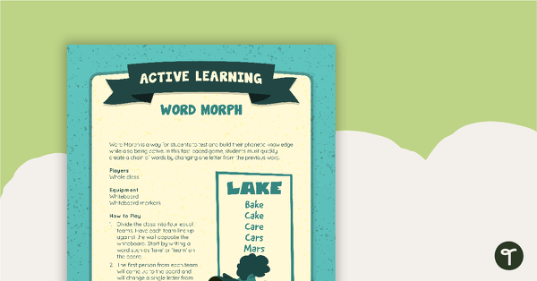 Preview image for Word Morph Active Game - teaching resource