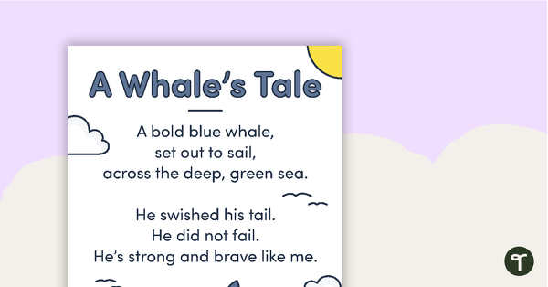Preview image for A Whale's Tale - Simple Rhyming Poetry Poster - teaching resource