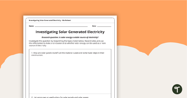 Go to Investigating Solar Electricity - Worksheet teaching resource