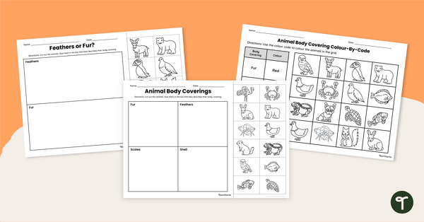 Go to Animals With Scales, Fur, Shells and Feathers Worksheet Pack teaching resource