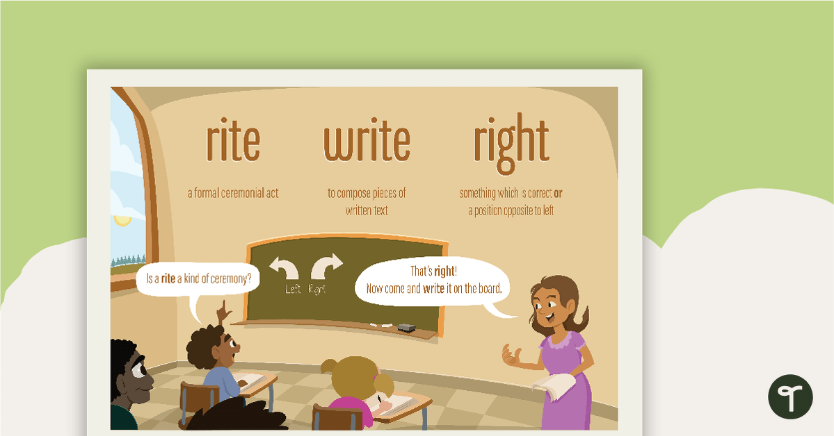 Rite, Write and Right Homophones Poster teaching resource