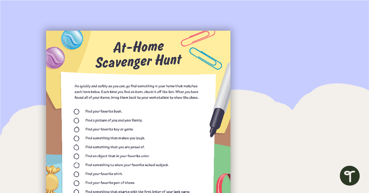 At-Home Scavenger Hunt teaching resource