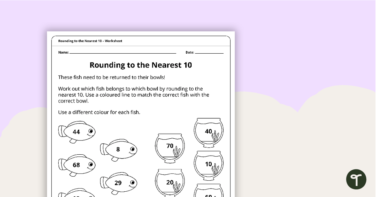 Rounding to the Nearest 10 – Worksheet teaching resource