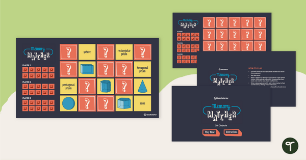 Image of Memory Matcher PowerPoint – 3D Shapes