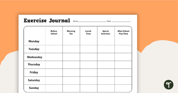 Exercise Journal Worksheet teaching resource