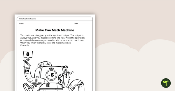 Make Two Math Machine Worksheet teaching resource
