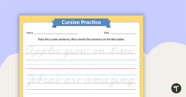 Preview image for Cursive Practice - Sentences - teaching resource