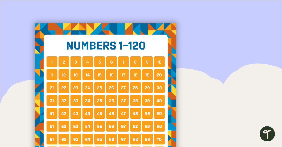 Multi Coloured Pattern - Numbers 1 to 120 Chart teaching resource