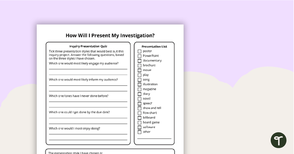 Inquiry Project - Template teaching resource