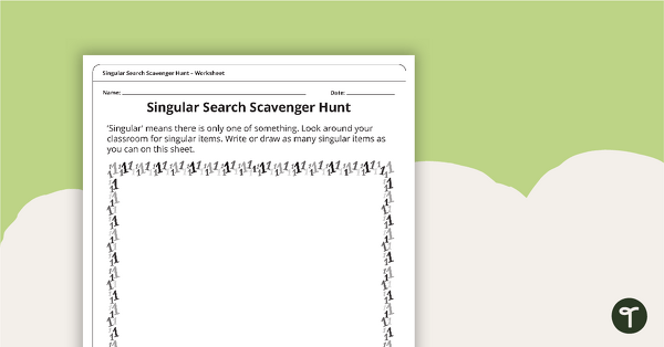 Go to Singular Search Scavenger Hunt Worksheet teaching resource